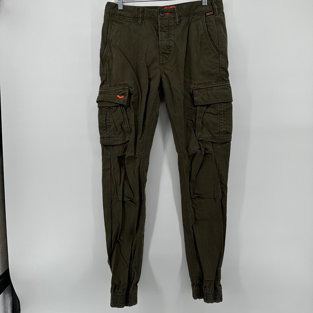 Superdry Military Premium Goods Cargo Pants Olive Green Joggers M70000BNF1 Small